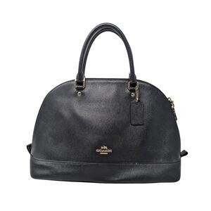 Coach Charlie Black Leather Dome Satchel Bag Gold Hardware 13.5x9.5x4.75